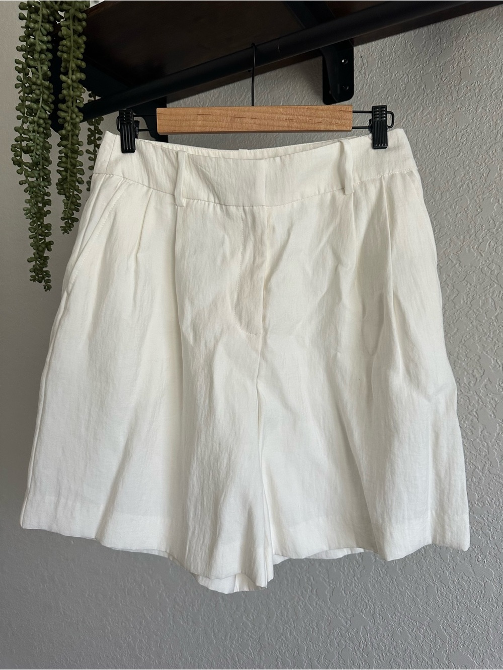 Zara White Bermuda Shorts High Rise Longline Size M